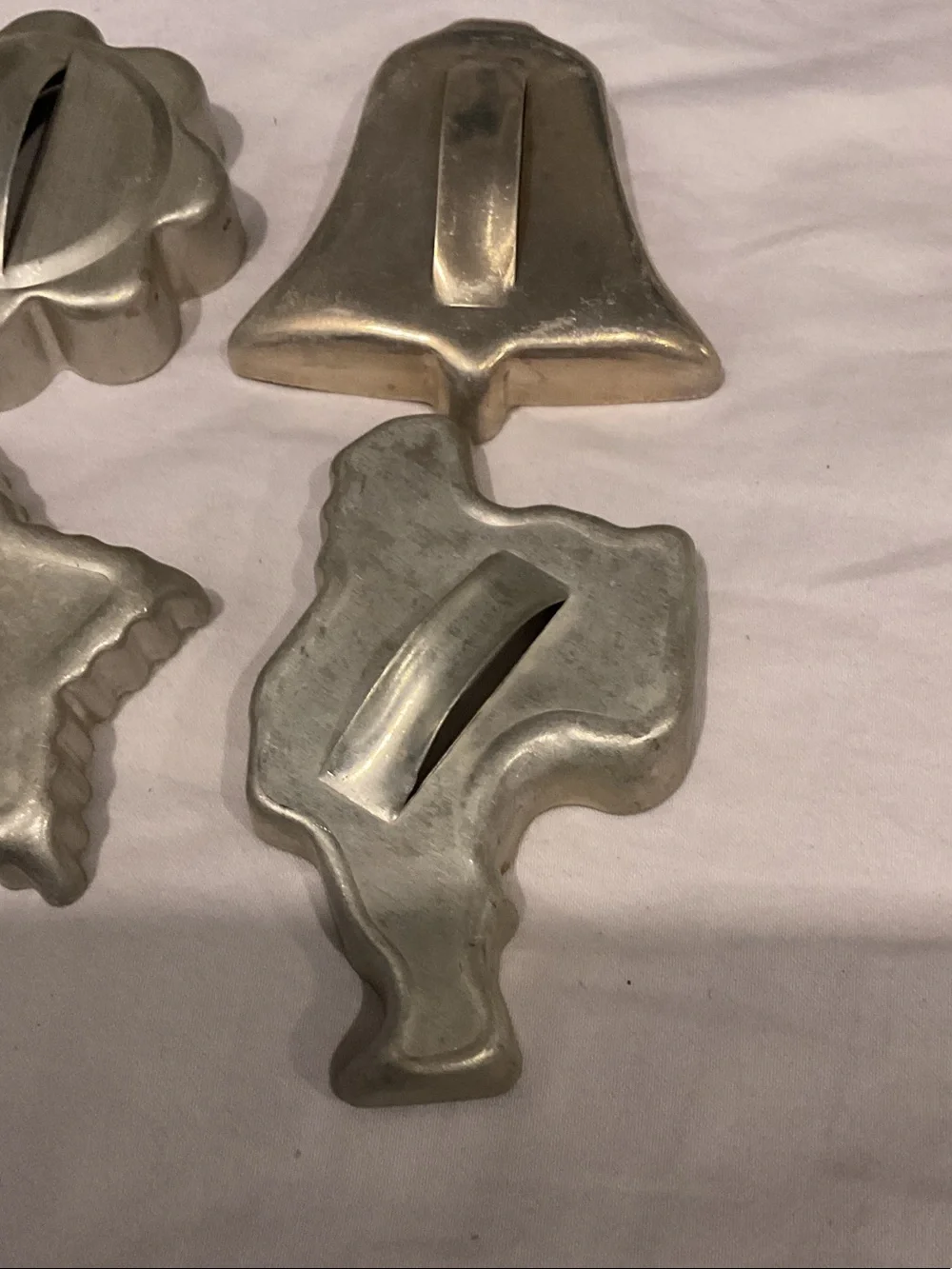 Vintage Aluminum Cookie Molds - Flower, Bell, Star & Angel Set